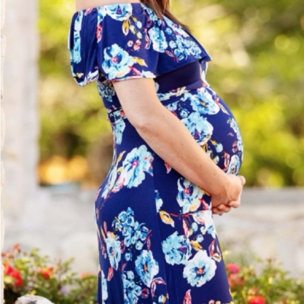 Pinkblush Blue Floral Maternity Dress